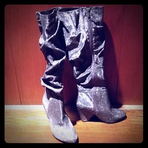Torrid knee high silver sparkle boots!